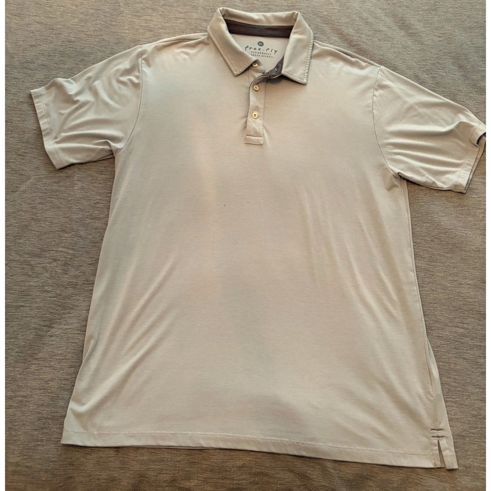 Free Fly Mens Bamboo Performance Polo Shirt Light Gray Short Sleeve Size XL
